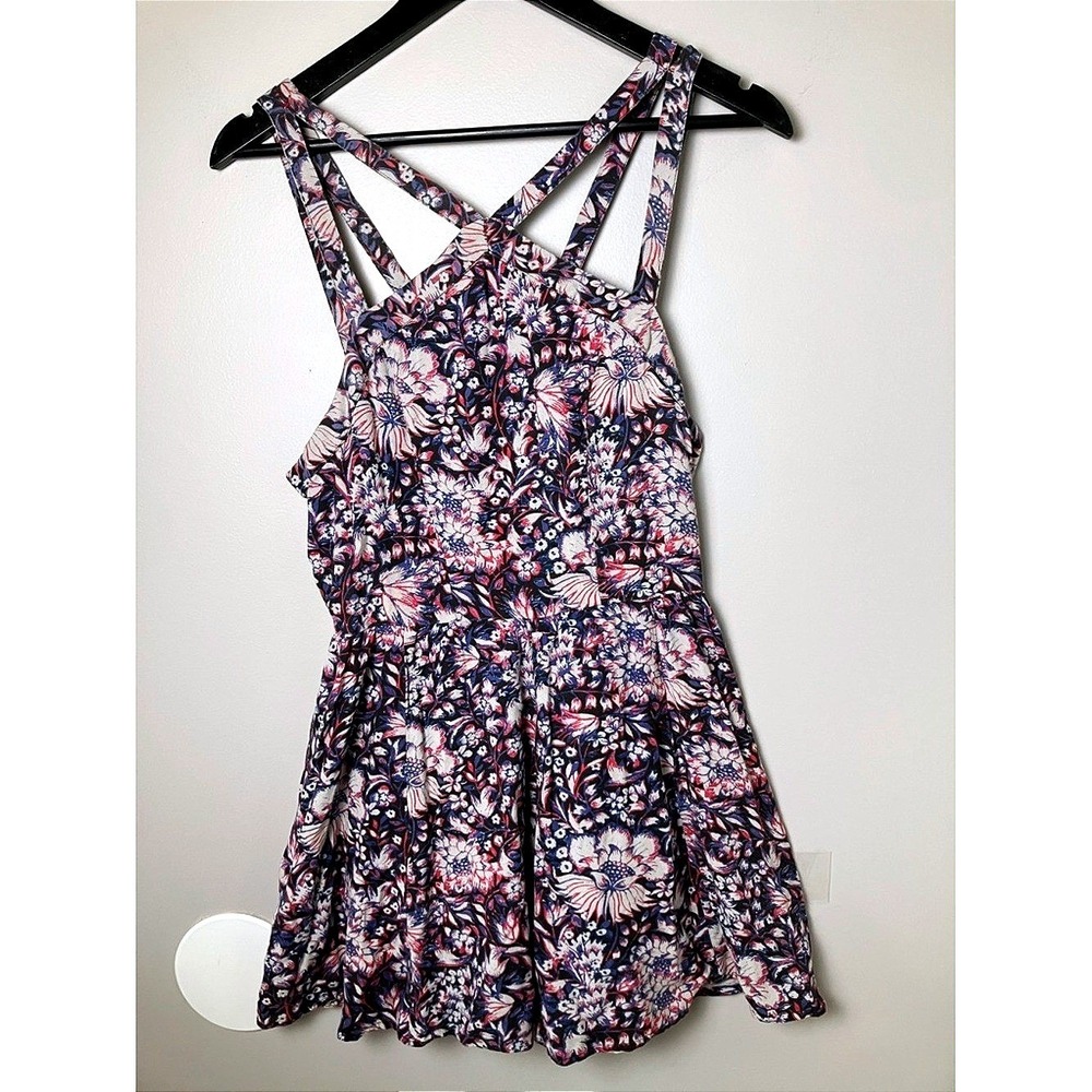 Ecote Bohemian Festival Cottagecore Floral Print Double Strap Romper Size 8